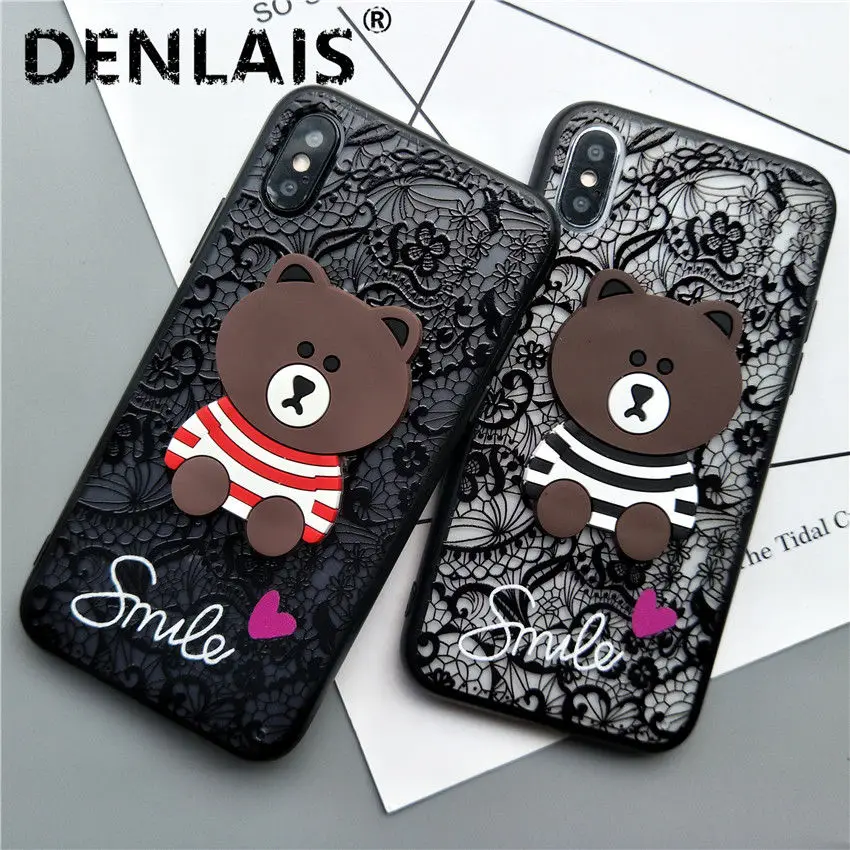 

Cute Teddy Bear Cartoon Case Rero Paisley Flowers Silicone Phone Case For Samsung Galaxy S4 S5 S6 S7 Edge S8 Plus S9 Plus Note