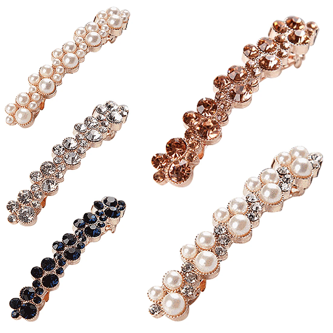 

Crystal Rhinestone Pearl White Diamond Hairpins Bangs Hair Clips Girls Barrettes Clamp Jewelry Styling Tools Fashion Women