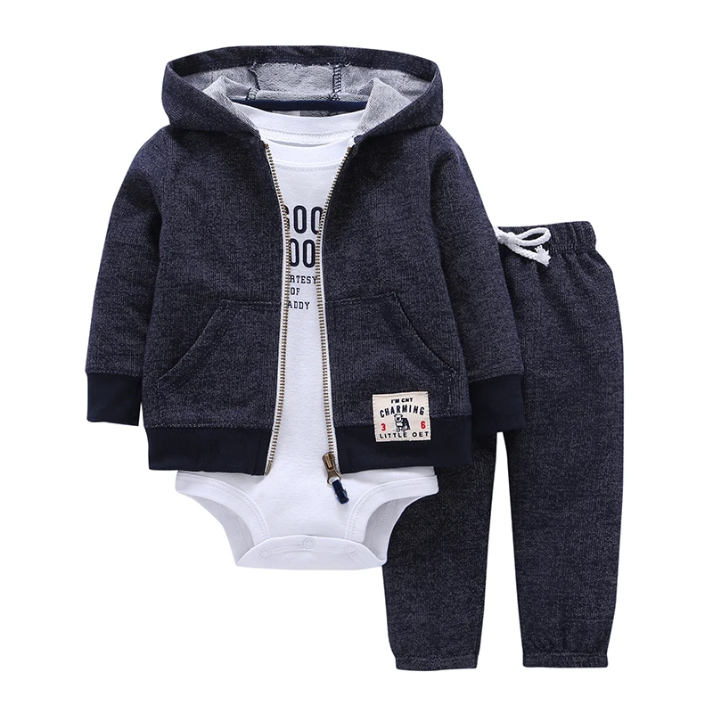 2017 bebes baby boy girls clothes set bodys bebes cotton hooded cardigan+trousers+body 3piece set newborn clothing