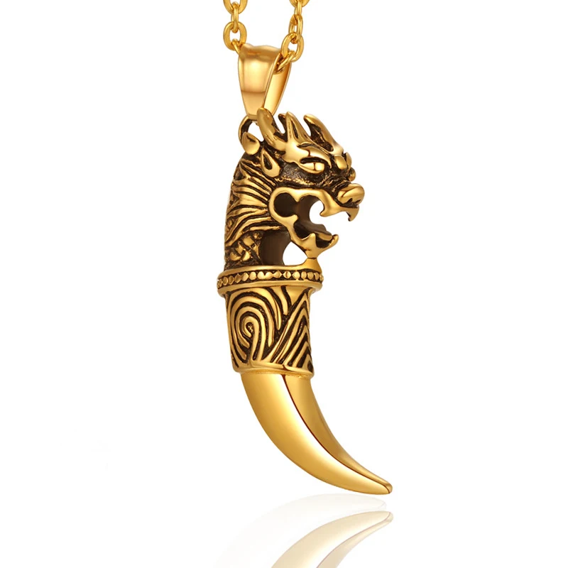 Totem Amulet Подвески 316L из нержавеющей стали волчий Клык Спайк подвеска и ожерелья