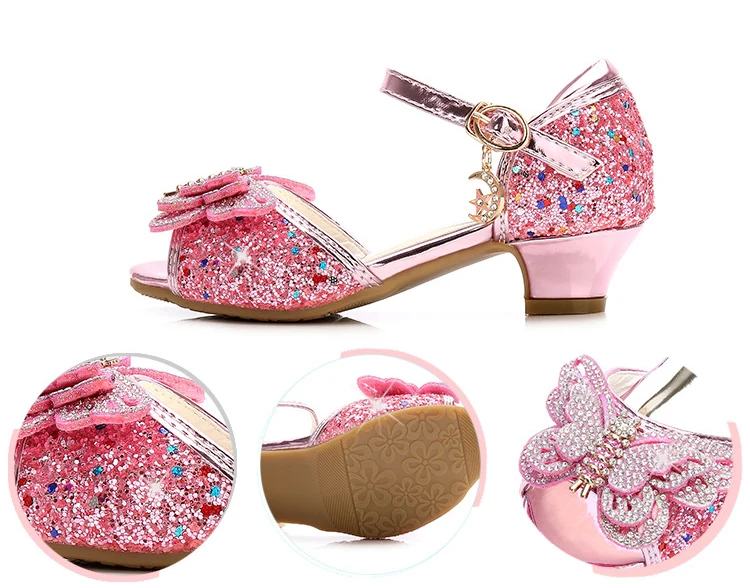 children's sandals near me Girls Kids Sandals High Heels New Summer Style Peep Toe Children Sandals for Girl Princess Dance Shoes Glitter Bowtie CSH816 children's shoes for adults