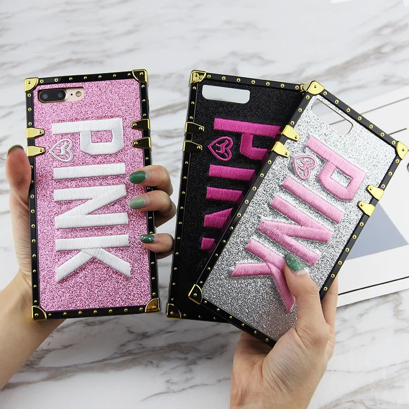 Роскошный брендовый розовый чехол Victoria для Iphone XS Max X XR, квадратный чехол для Iphone 7, 8 Plus, 6, блестящая задняя крышка для телефона