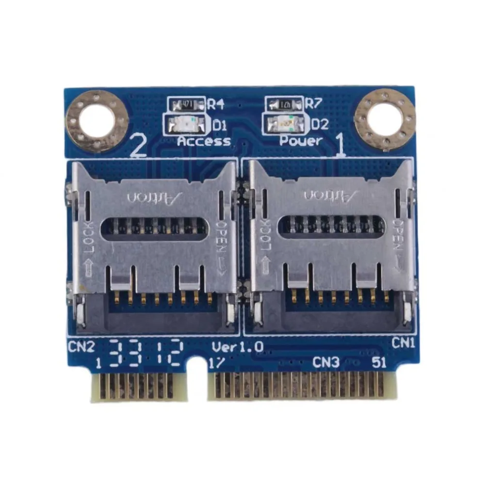 

Mini PCIE Card Adapter PCI-e mpci-e to Dual TF SDHC SDXC Reader Adaptor PCI-E TO TF Card Support Windows 7 / Vista / XP Mac OS