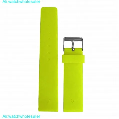 22mm Neon Yellow Color Silicone Jelly Rubber Ladies Watch Band Strap WB1071K22JB