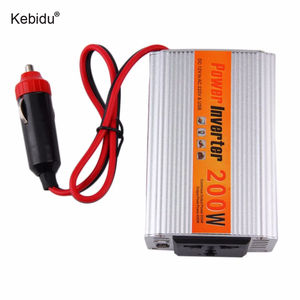 kebidu 200W Car Power Inverter Converter Adapter DC 12V to AC 220V