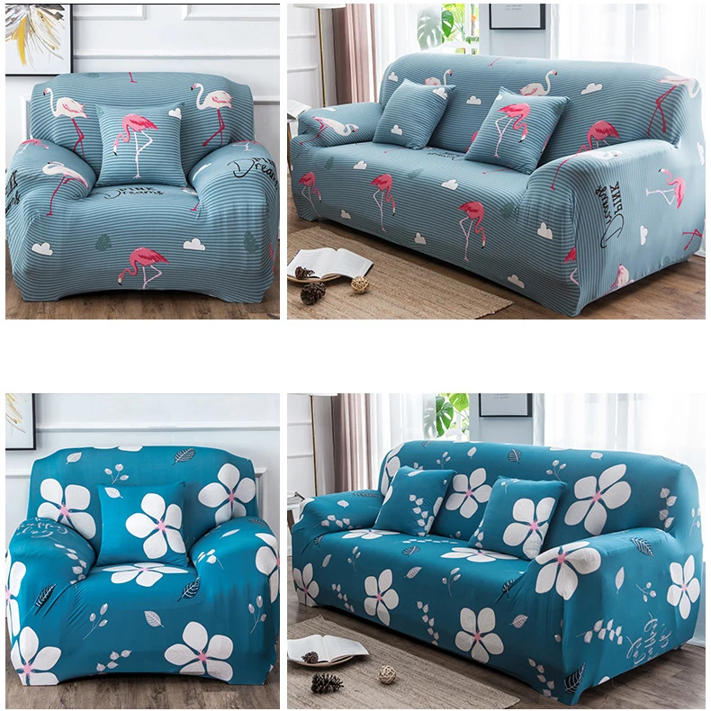 

Geometic Floral Printing Elastic All-inclusive Corner Slipcovers Sofa Cover Removable Spandex Stretch Protective Couch Cover