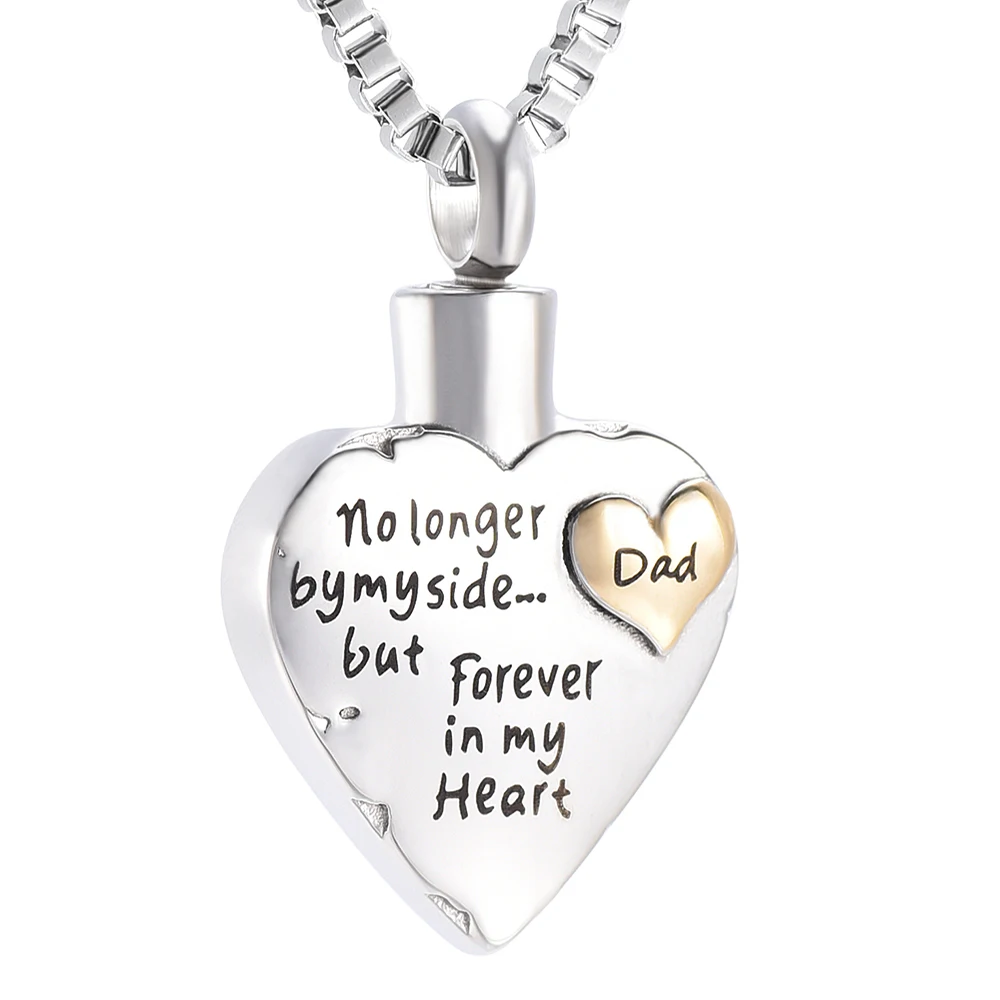 

Love Dad Trendy Heart Cremation Ashes Pendant Keepsake Urn Necklace Dad Stainless Steel Memorial Jewelry for Daughter for Girl
