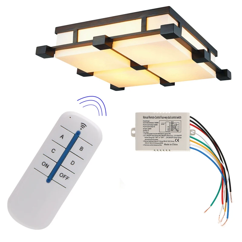 

4 Channel Wireless ON/OFF Lamp Remote Control Switch Receiver Transmitter New
