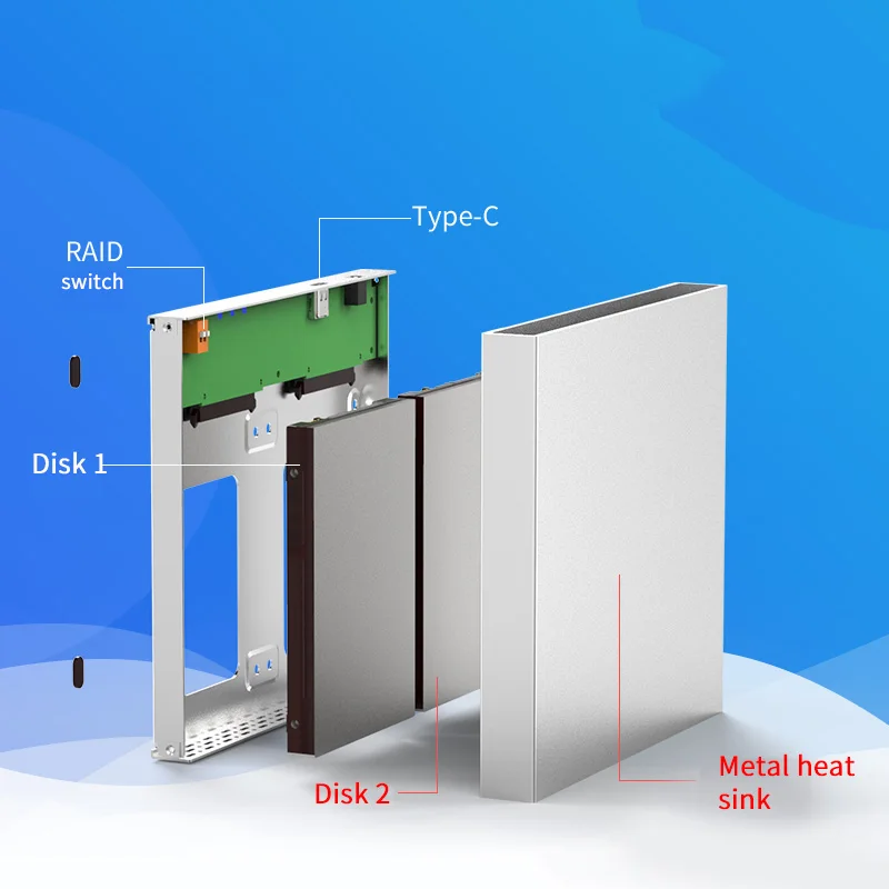 Blueendless 2,5 дюймов Hdd корпус 2 отсека жесткий диск Raid корпус для хранения Raid Jbod Pm для Windows Mac Linux