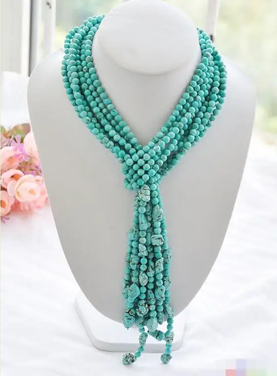 

song voge gem nanJ0355 4strands blue baroque / round turquoise bead necklace