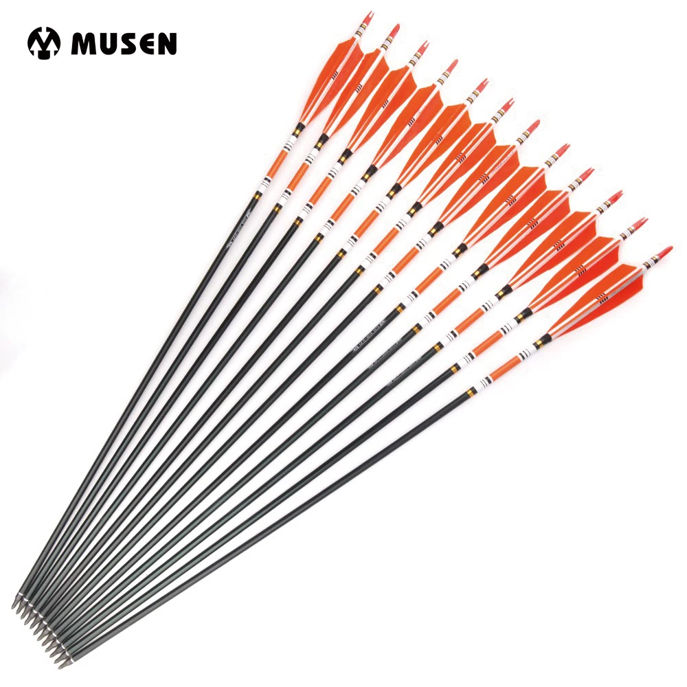 30" Spine 500 Aluminum Arrow 6/12/24pcs with Orange Turkey Feature and