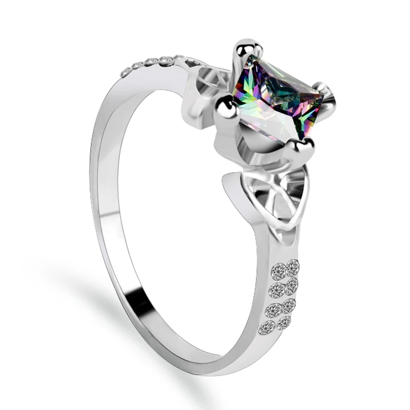 

4 claw crystal zircon silver ring Christmas gift for women wedding jewelry rings Promise Engagement Rings for gril Size 6-10