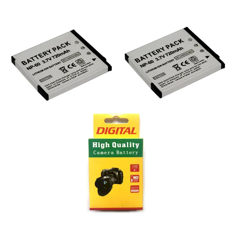 

2PCS 720mAh CNP-60 NP-60 CNP60 NP60 NP-60DBA Camera Battery for Casio Exilim EX-FS10 EX-S10 EX-S12 EX-Z80 EX-Z85 EX-Z90 EX-Z9