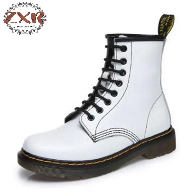 

Winter Warm Genuine Leather Martin Boots Botas Feminina Female Motorcycle Boots Fashion Shoes Zapatos Mujer Ankle Boot For Women