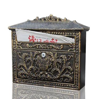 

European style retro villa mailbox and water waterproof lock wall hanging Newspaper box
