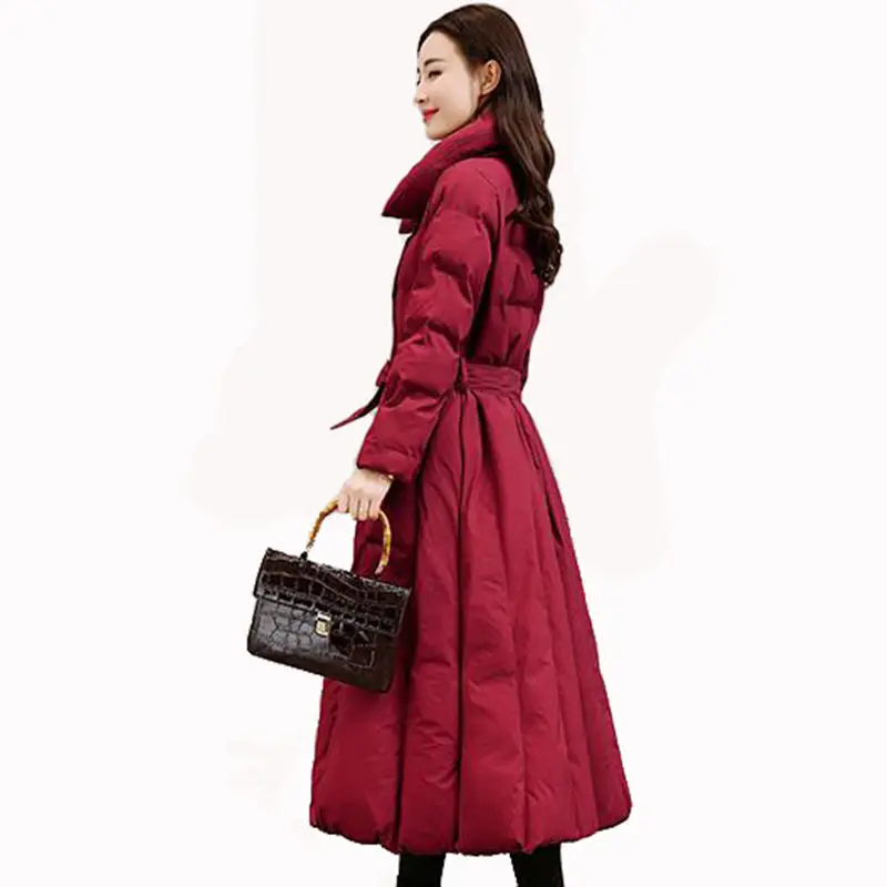 

New Fashion Elegant Down Cotton Coat Women Long Parka Winter Jacket Women Slim Thicken Cotton Wadded Jacket Chaqueta Mujer C4693