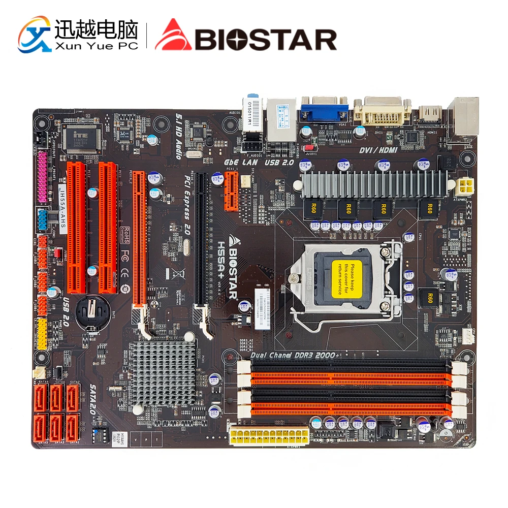 

BIOSTAR H55A+ Desktop Motherboard H55 LGA 1156 DDR3 16G SATA2 USB2.0 VGA DVI HDMI ATX