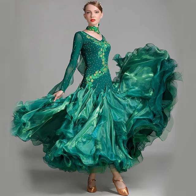 Woman Ballroom Dancing Dress Modern Waltz Tango Dance Dress Standard Ballroom Competition Costume