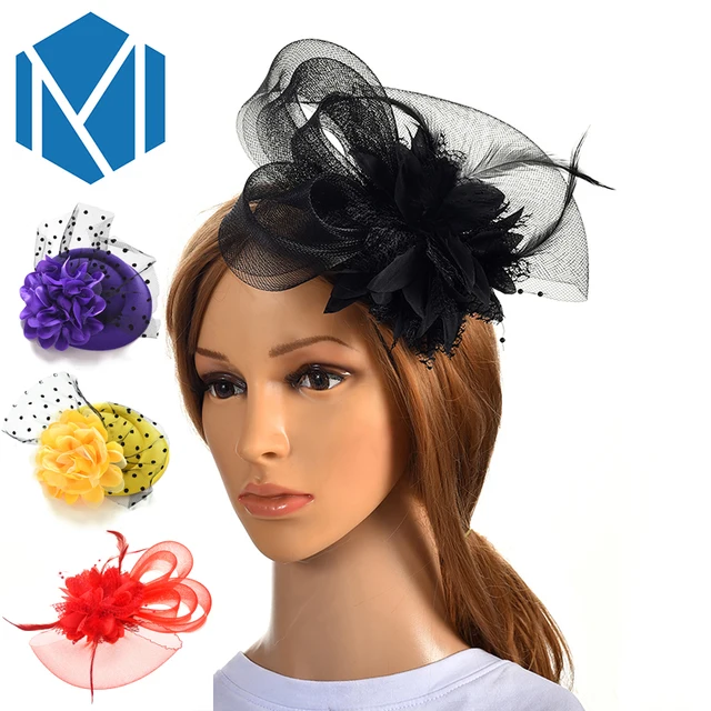 2018 New Fashion Elegant Bride Feather Fascinator Hairpins for Wedding Party Hair Clip French Mesh Veil Hair Hoop Hair Ornaments