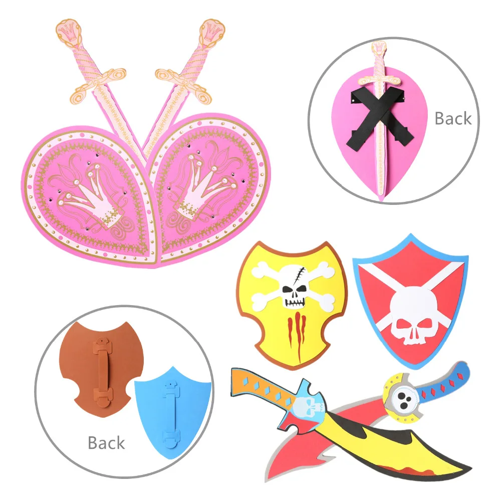 Safe EVA Foam Sword Shield Set Medieval Princess Pirate Warrior Weapon