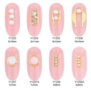 

10pcs Gold nail jewelry pearl nail gem 3d nail art decoration accessories charms in rhinestones supplies new designs 2019 Y1203