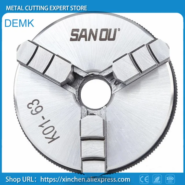 K01-63  63mm 3-jaw chuck 2.5 inch linkage,manual chuck threaded hole fou mini lathe woodworking, machine tool accessories