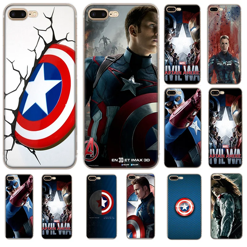 Чехол для телефона Captain America iPhone 6 6s 7 8 Plus 11 Pro X XR XS Max 5 5S Se | Мобильные телефоны и