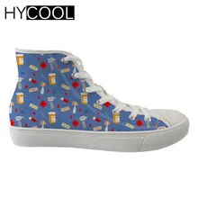 HYCOOL; милая прогулочная обувь для медсестры с принтом в виде таблеток; высокие парусиновые спортивные кроссовки; спортивная обувь на шнуровке; женская обувь; Новинка