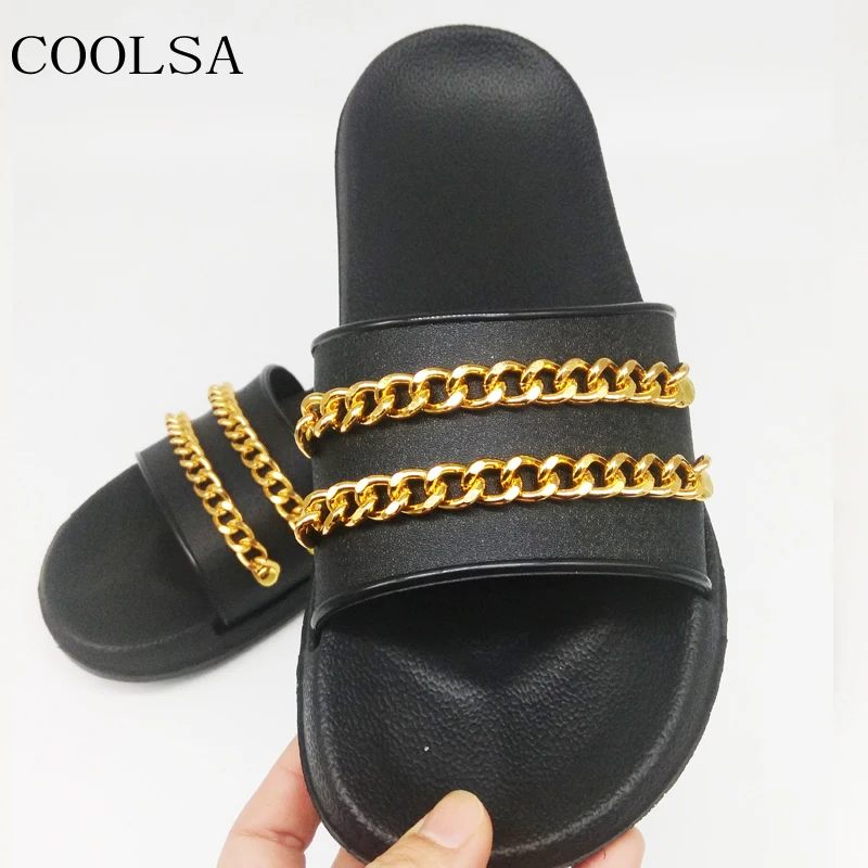 Шлепанцы COOLSA мужские с металлической цепочкой сланцы для пляжа и душа