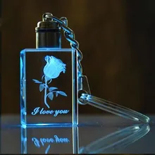 Быстрая FedEx+ 50 шт/партия красивый кристалл 3D лазерная Роза брелок со светодиодной подсветкой для свадебного подарка, день волутина