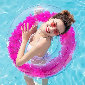 

Float Water Toys Inflatable Feather Swimming Ring women & kids Pool Float Sequins Round Swimming Circle Pool