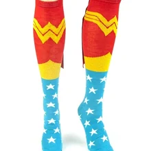 Чулки до колена Wonder Woman унисекс с вырезом лодочкой, блестящие чулки Супермена