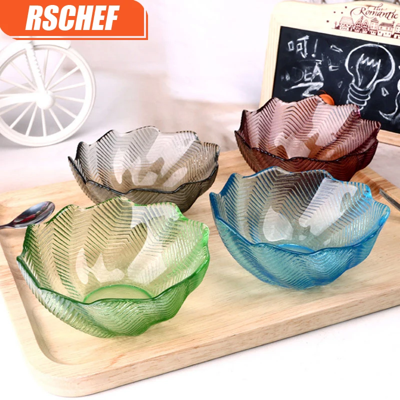 

1 piece Colorful Lace Glass Plate Exquisite And Simple Kitchen Bowl color random