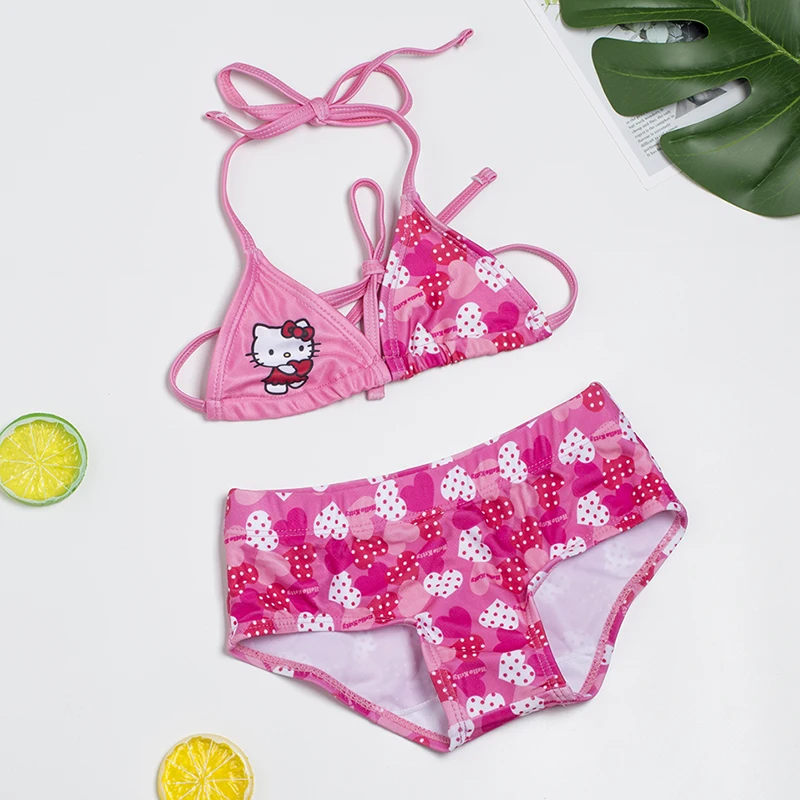 

Kitty design Children Swimwear 2019 New Girls swimsuit 2~4Year Girls Bikini Sets Kids Two pieces Biquini infantil-ST163