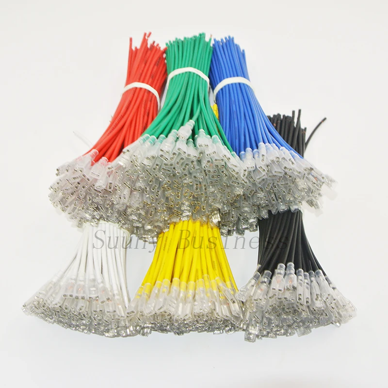 Conector Fêmea Isolado Terminal da pá do Friso de 100 Peças 6.3 mm com Fio 16awg de 15cm 6