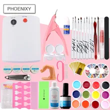 Набор лаков для ногтей, набор гелей для ногтей, 36 Вт, лампа для маникюра, кисть для ногтей, блестящие французские наконечники для наращивания ногтей, маникюрный набор, набор инструментов