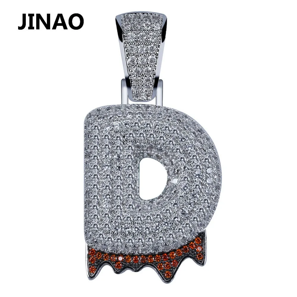 JINAO Iced Out, кулон с буквенным именем и дополнительная цепочка, дизайн, A-Z, кубический циркон, кулон в стиле хип-хоп, Пузырьковые украшения из букв