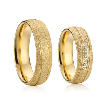 

18k yellow gold emery plated LOVE Alliances Couple wedding rings for men and women Promise Anniversary marriage ring