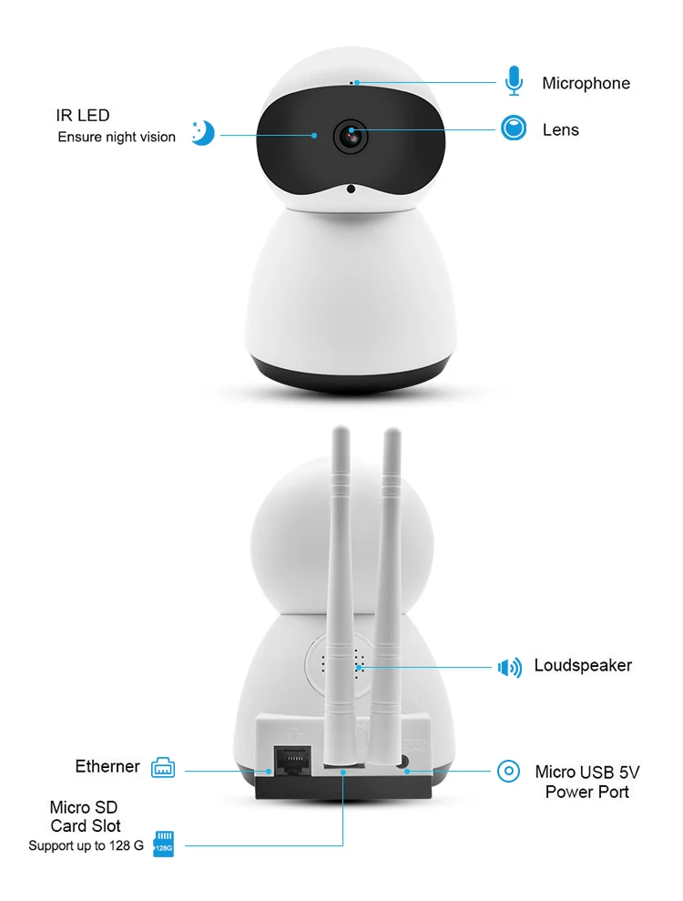 Безопасности камеры WiFi 1080 P Камера беспроводные камеры наблюдения собака/Видеоняни и радионяни видео Ночное видение с двухканальную аудиосвязь