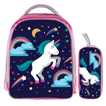 

13 Inch Kawaii Unicorn Backpack Rainbow Horse Backpack Kids School Bags for Girls Baby Kindergarten Child Bags Pencil Bag Sets