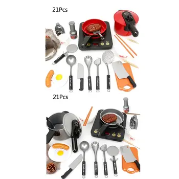 

21Pcs/Set Kitchen Utensils Cooking Pots Pans Food Dishes Electric Cookers Cookware Tool for Toddler Girls Baby Kids Play Toys