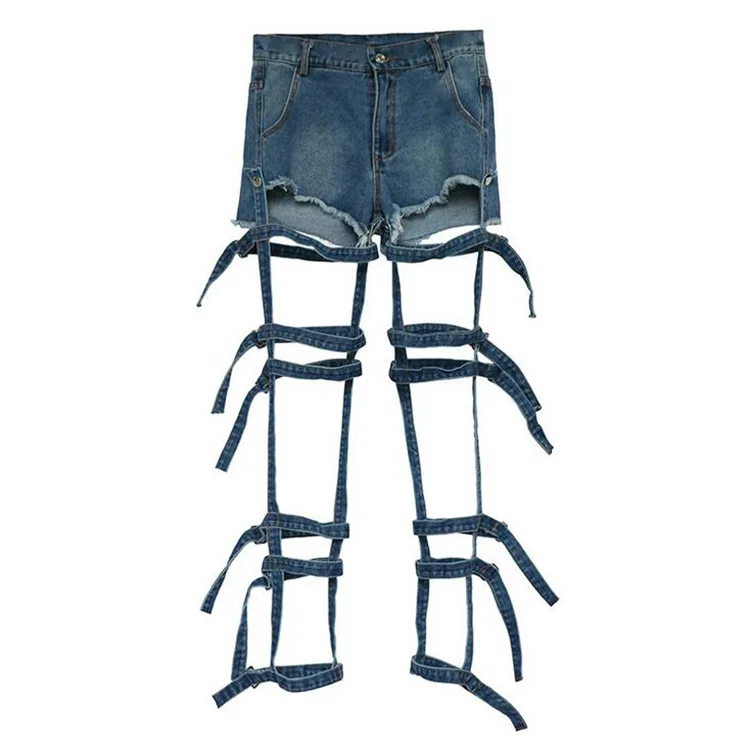 

2019 New Sexy Jeans Girls Slim High Waist Hole Jeans Vintage Woman Spring Blue Denim Pants Button Hollow out