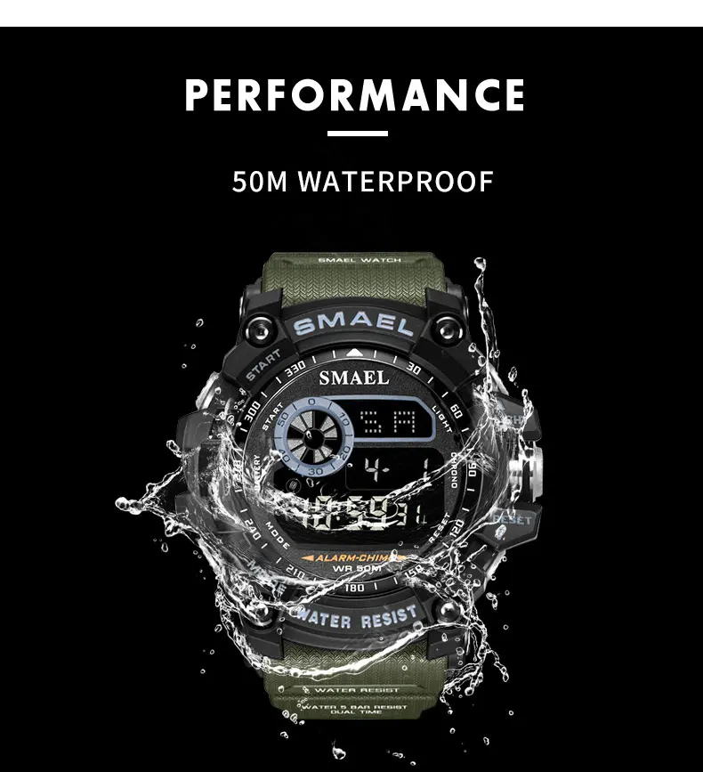 SMAEL Outdoor Sports Watches for Men Digital Watch Men's Electronic Military Clock Male Big Dial Fashion Watch Relogio Masculino