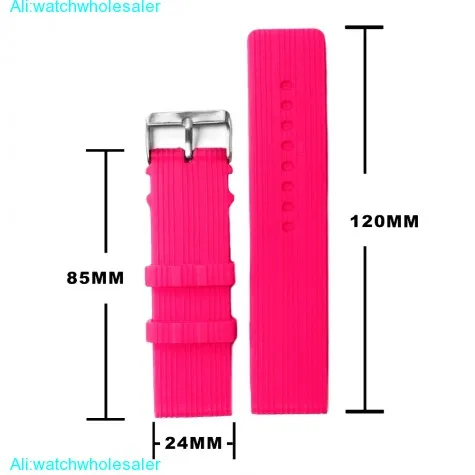 24mm Light Violet Red Silicone Jelly Rubber Ladies Watch Band Straps WB1071Q24JB