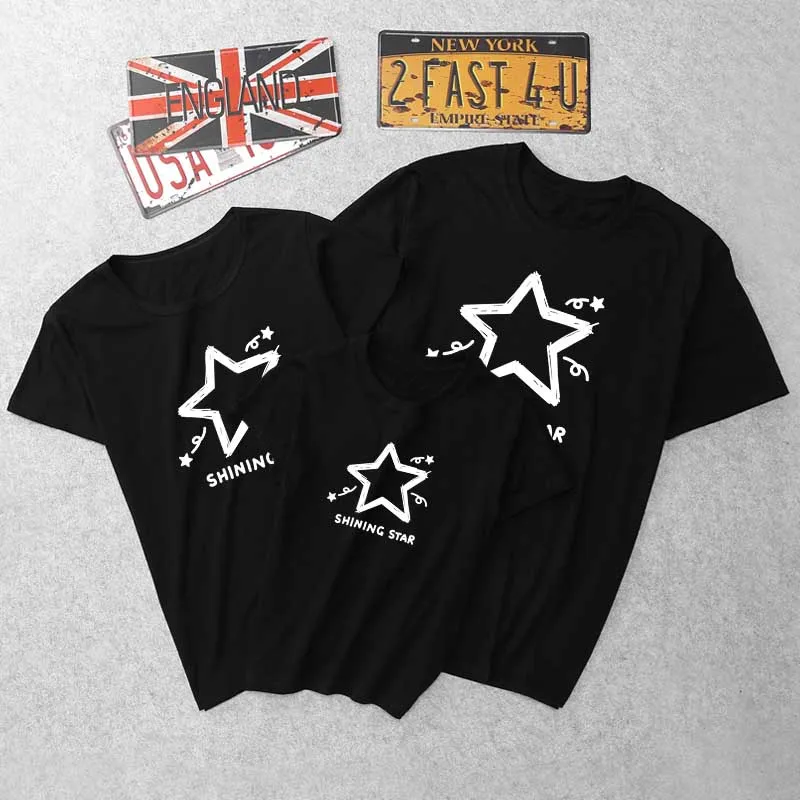 

2019 New Parent-Child Short-Sleeved Lucky Star T-shirt Family of Three Parent-child Loaded lucky star