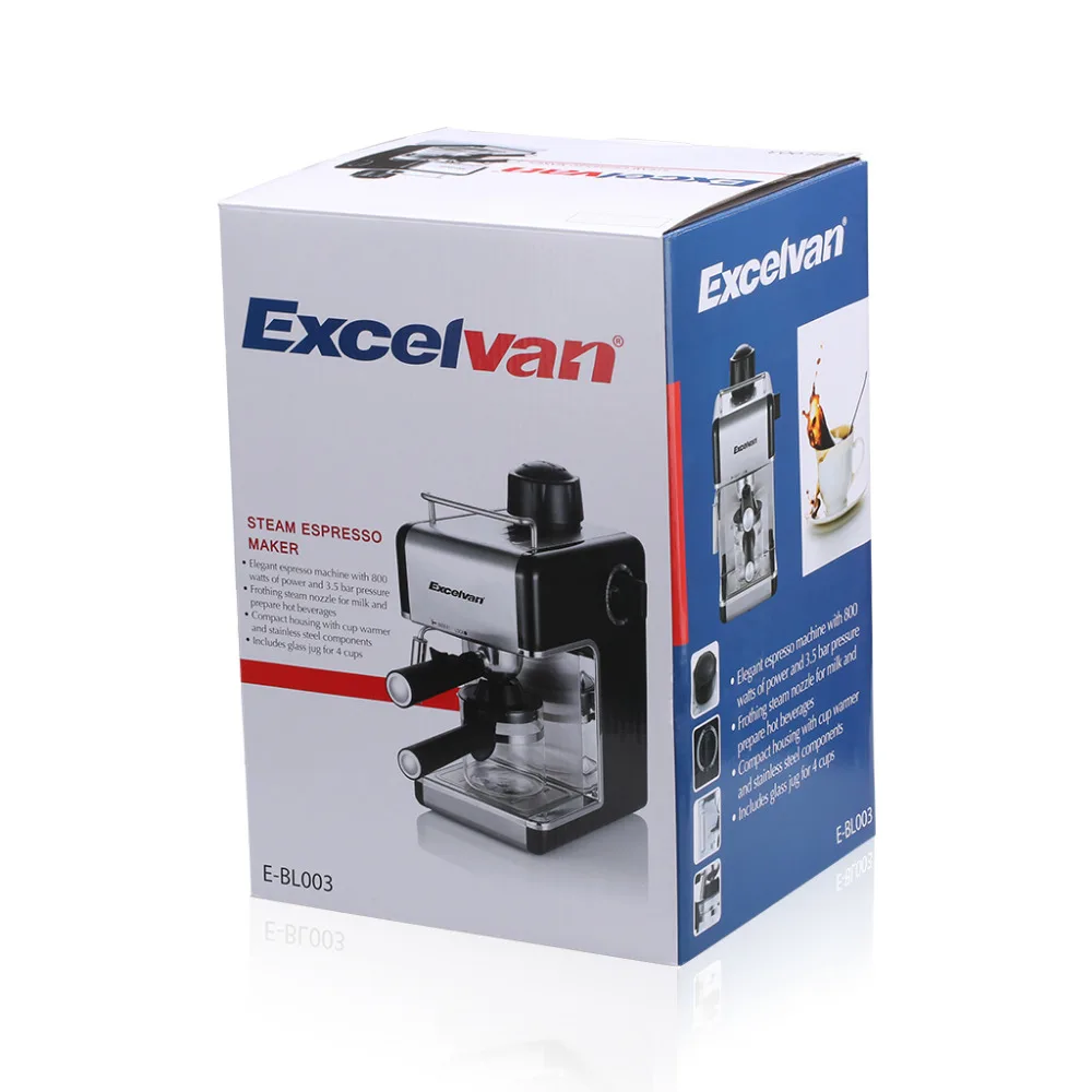 Excelvan 4 чашка 800 Вт 3.5bar Мини паровой эспрессо и капучино Кофе Maker Нержавеющая сталь