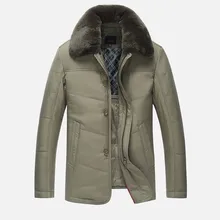 Man Jackets Coat Winter Parka Lapel Rabbit Fur Collar Warm Coat male Costume