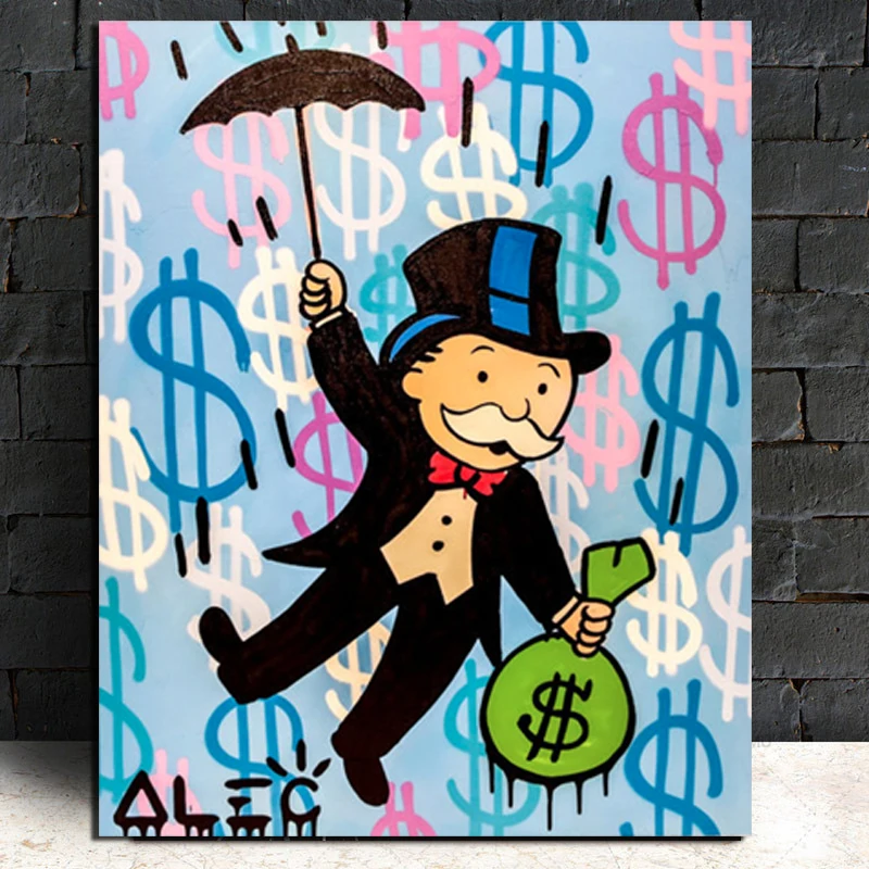 

Alec Monopoly Umbrella Carry Away Canvas Painting Print Living Room Home Decor Modern Wall Art Oil Painting Poster Art