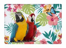 Floor Mat Tropical Watercolor Flower Scarlet Macaw Print Non-slip Rugs Carpets alfombra For Indoor Outdoor living room