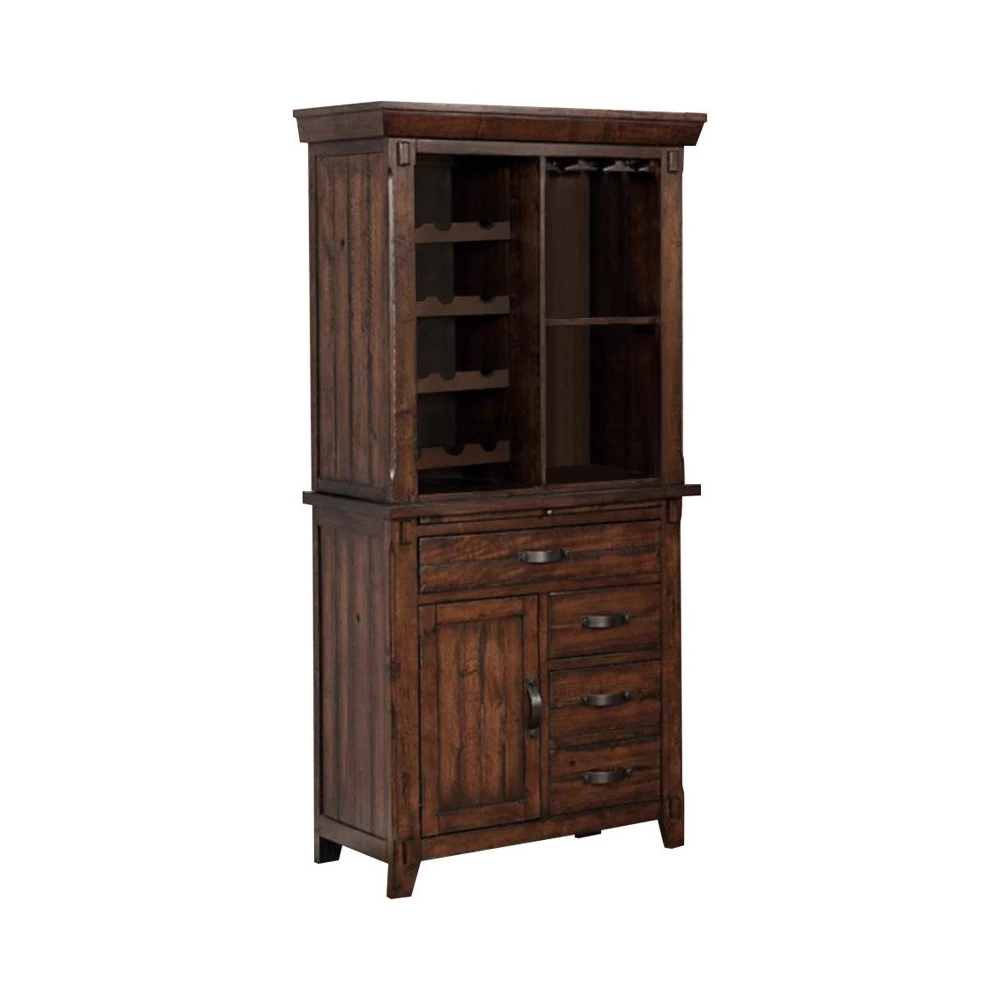 Meagan I Transitional Style Wine Cabinet Brown Cherry